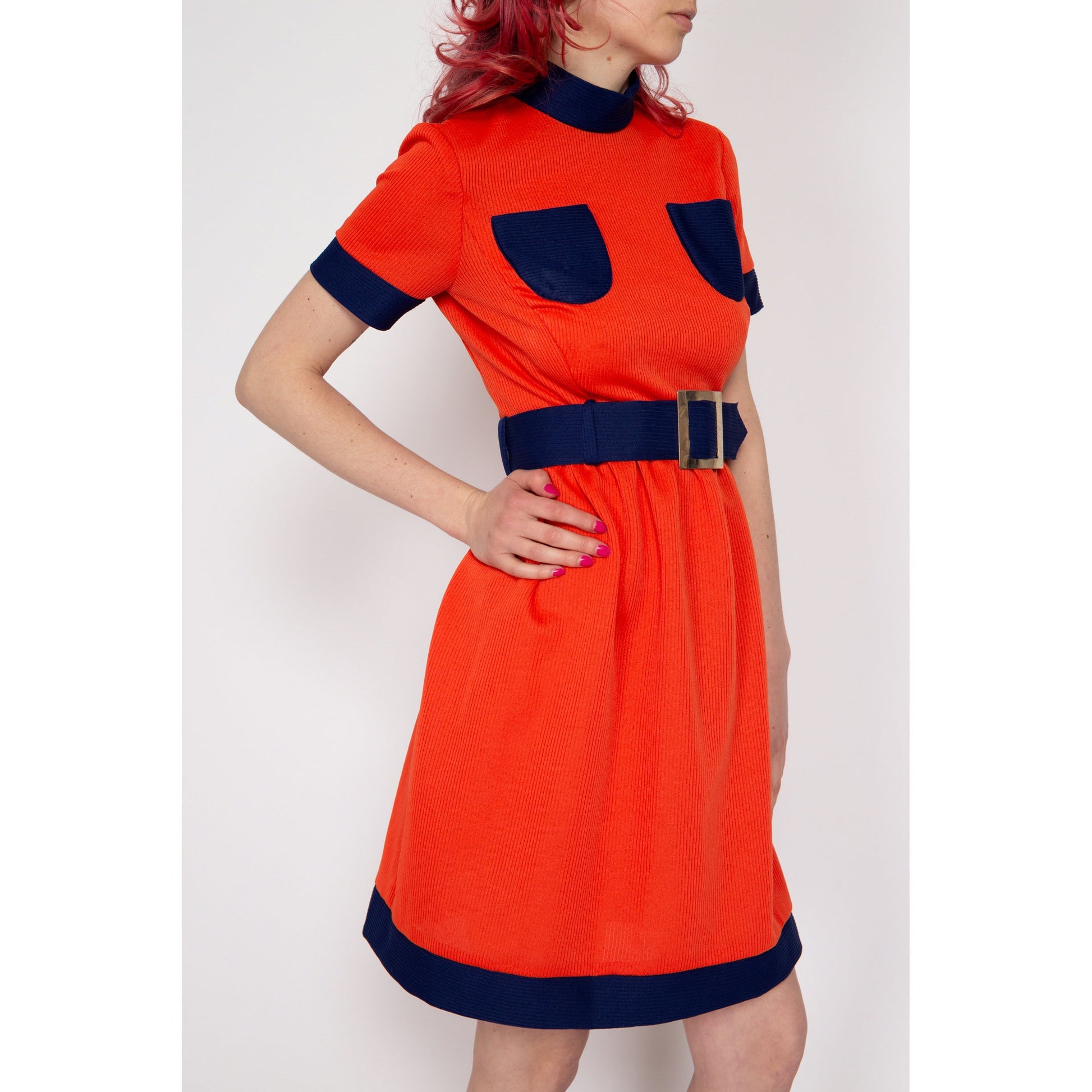 60s Mod Space Age Color Block Belted Mini Dress - Extra Small 60s Mod Space Age Color Block Belted Mini Dress - Extra Small